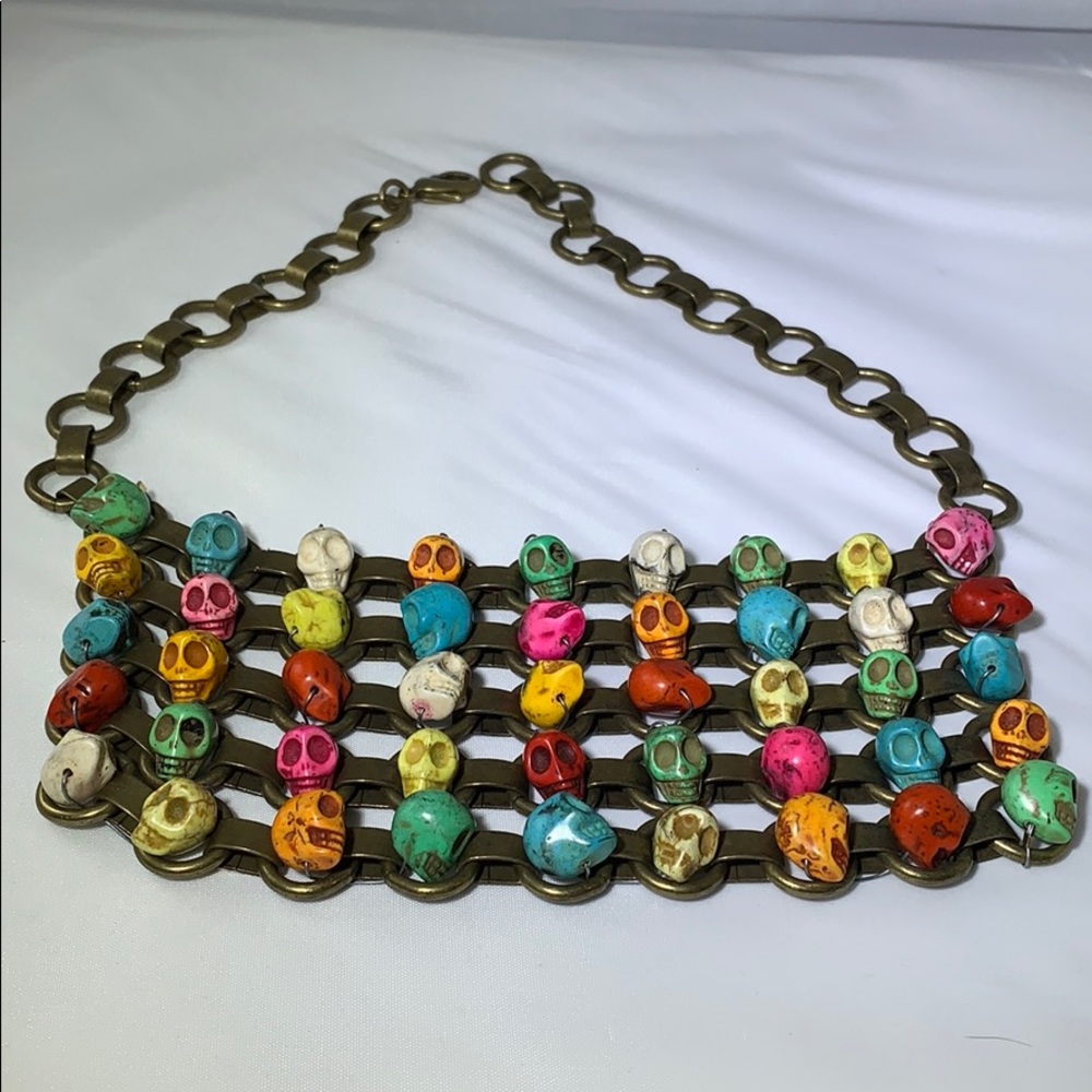 DANNIJO COLORFUL SKULL BIB NECKLACE